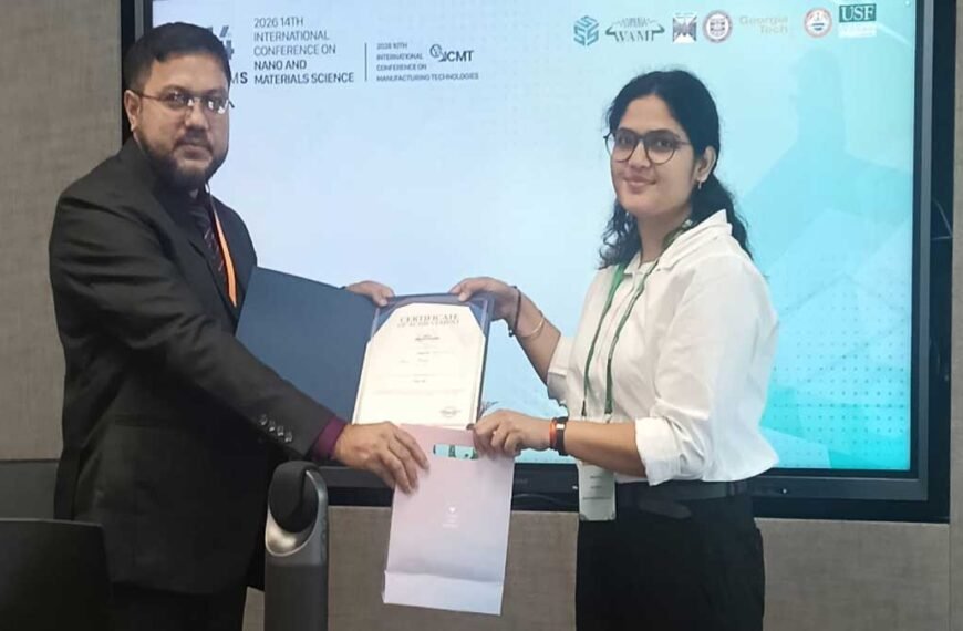 Renu Mishra Wins Best Oral Presentation Award at ICNMS 2026