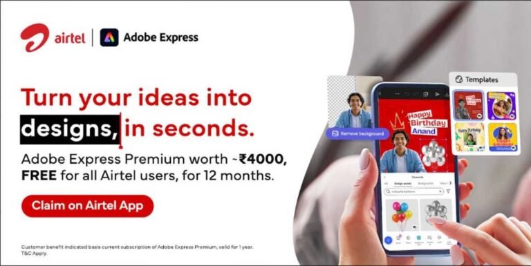 Airtel Offers Free Adobe Express to its Customers