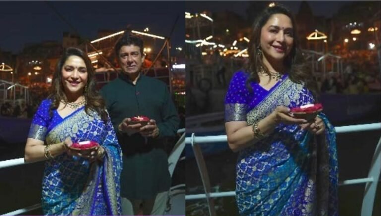 पति संग काशी पहुंचीं माधुरी